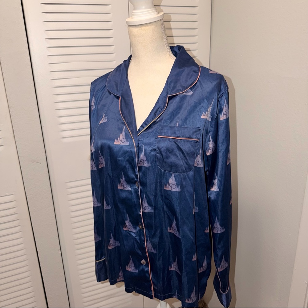 (Set of) Walt Disney 50th Anniversary Satin Navy Blue Pajamas Size M (B1P39)